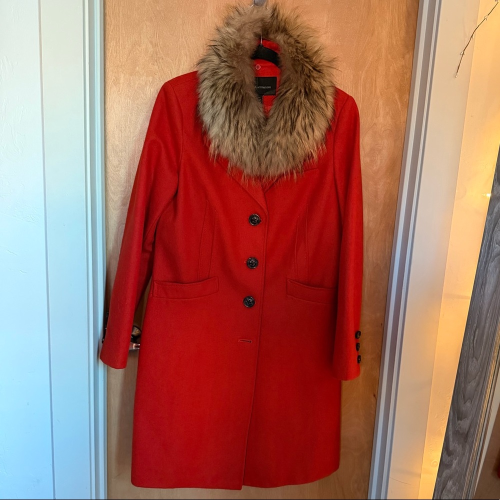 Moda International Fur Collar Coat